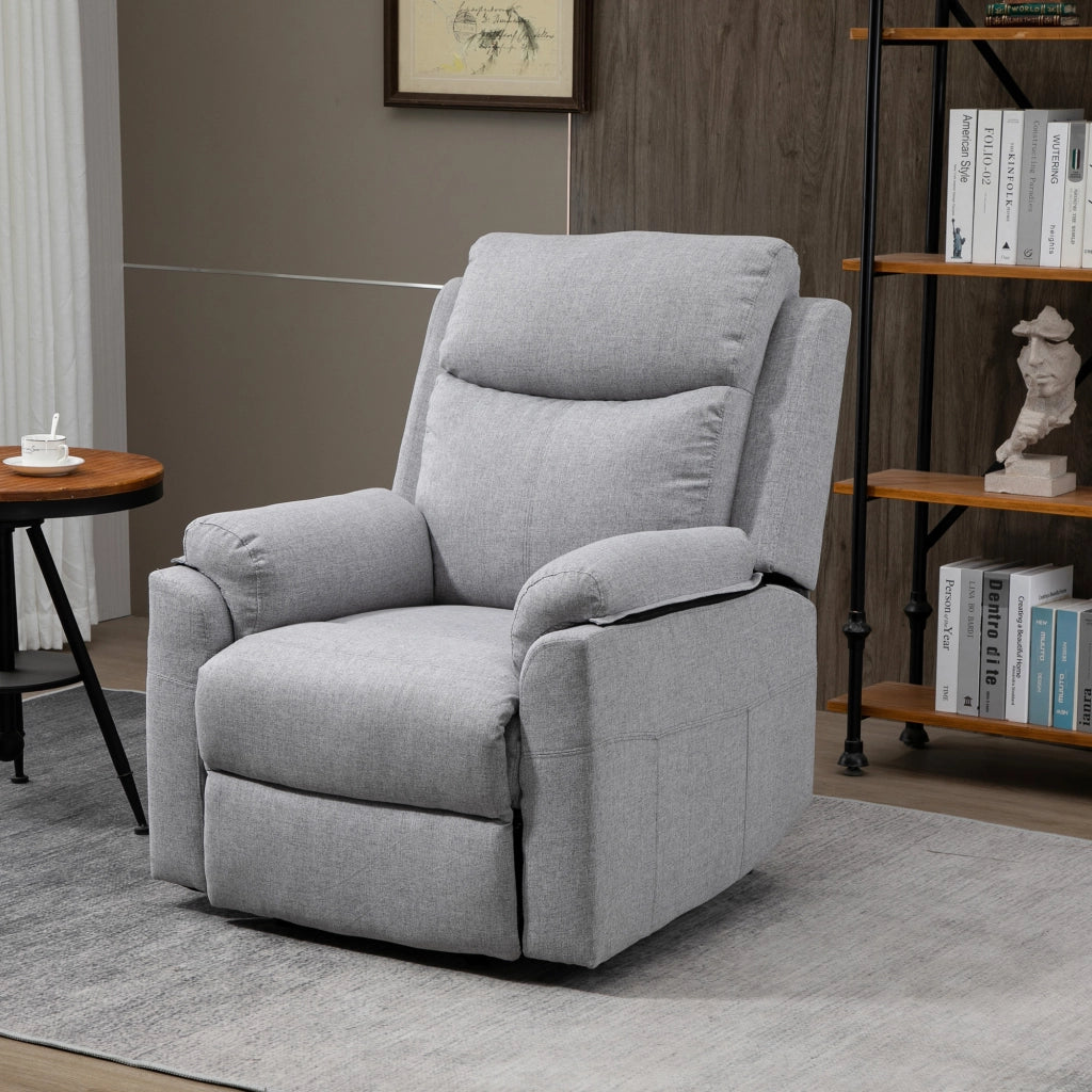 Poltrona Relax Alzapersona Elettrica Reclinabile ¨C Xylo ¨C Tessuto Grigio Chiaro con Poggiapiedi