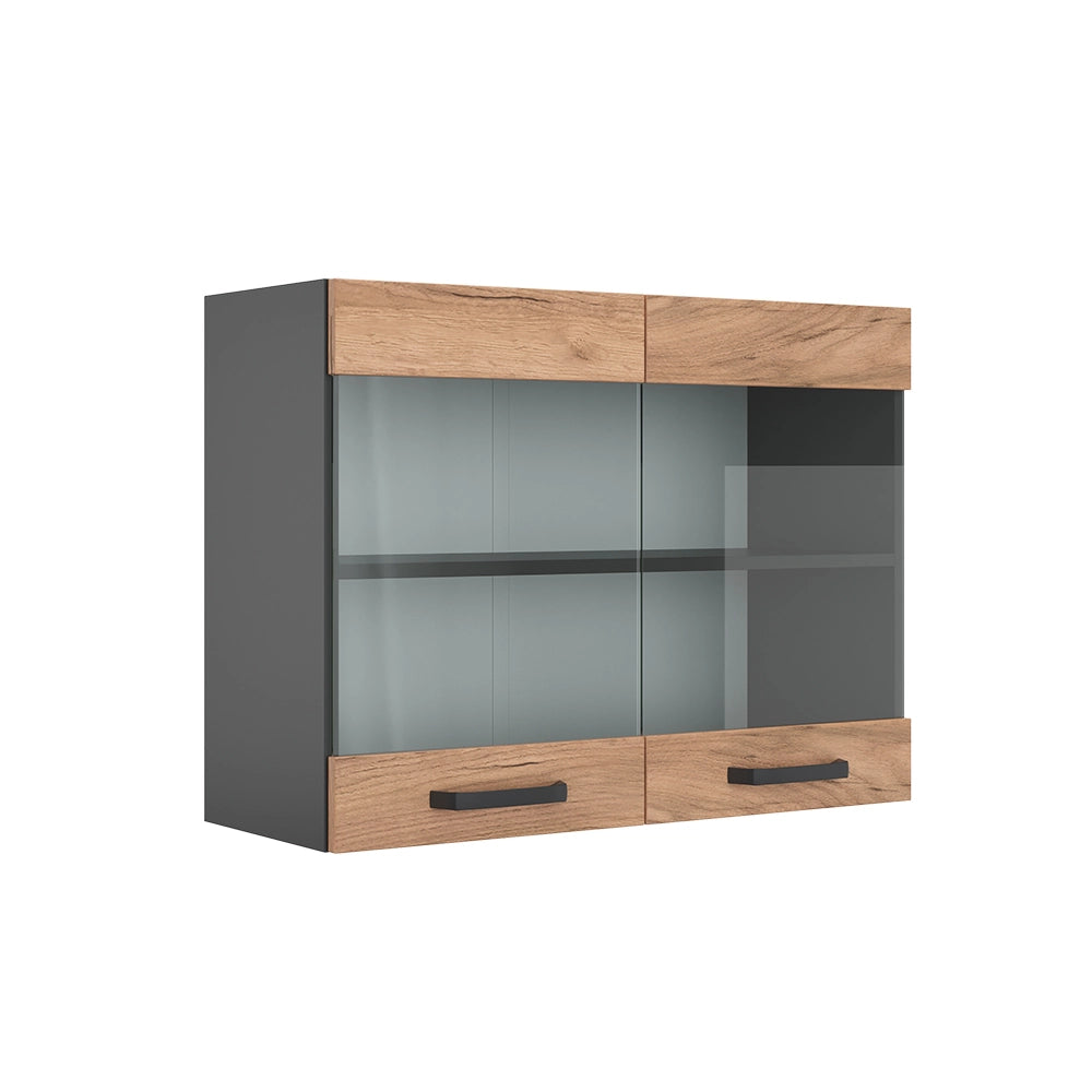 Vicco Mobile da cucina in vetro Quercia dorata 80 cm
