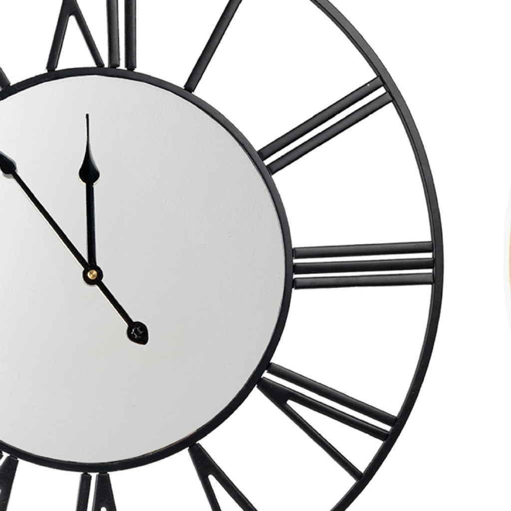 Orologio da Parete Grande 57 cm con Numeri Romani Design Industriale Moderno in Metallo Nero o Oro per Soggiorno Cucina Ufficio e Ingresso Nero