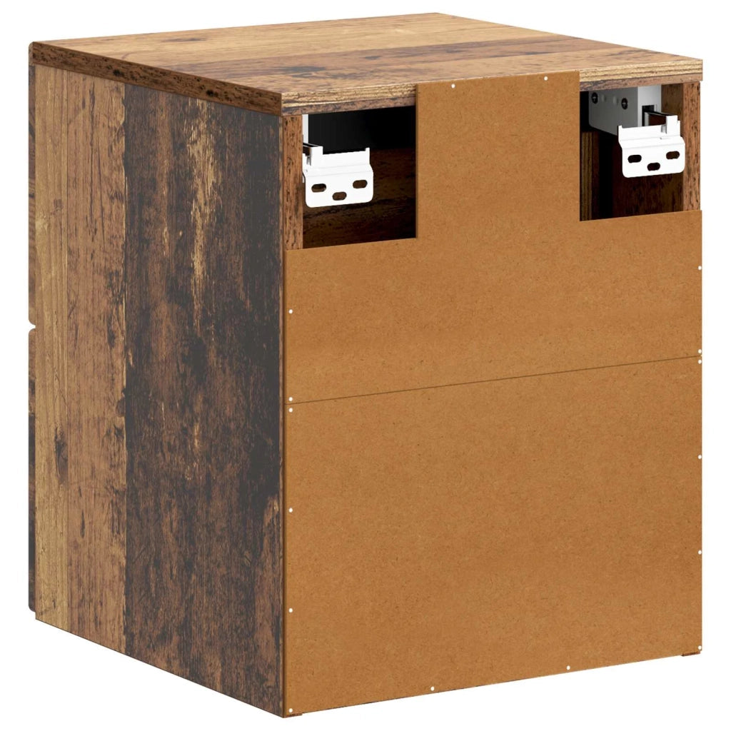 Comodino | Armadio da Notte | Mobiletto da notte a muro Legno antico 34,5 x 33 x 40 cm