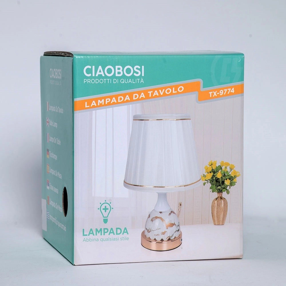 Trade Shop - Lume Lampada Abat Jour Comodino Comò Da Tavolo Arredo Camera Casa Luce Tx-9774 -