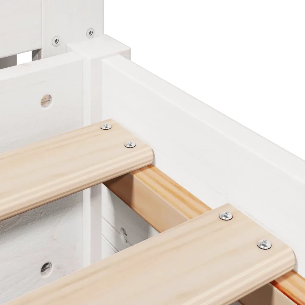 Letto senza Materasso-Struttura Letto Bianco 75x190 in Legno Massello di Pino 998698