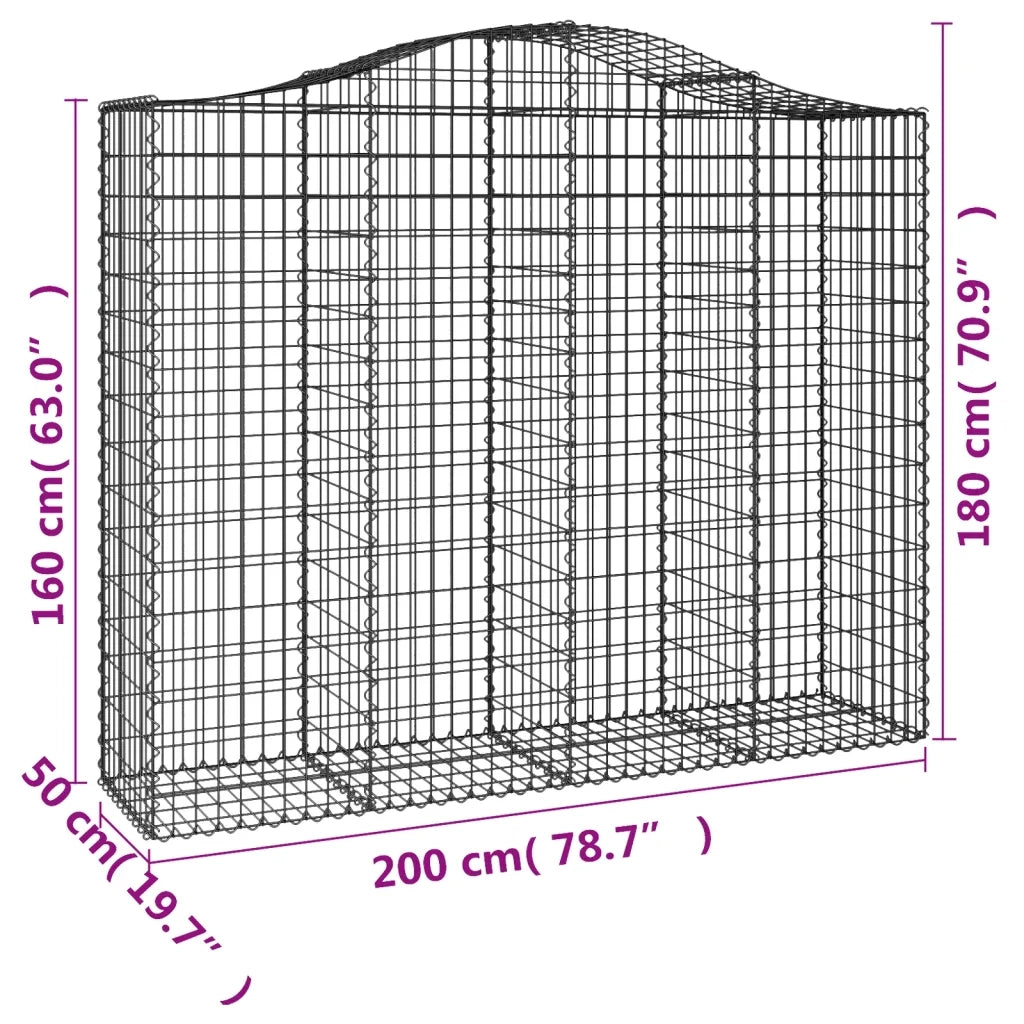 Cesti Gabbioni ad Arco 3 pz 200x50x160/180 cm Ferro Zincato 3145704