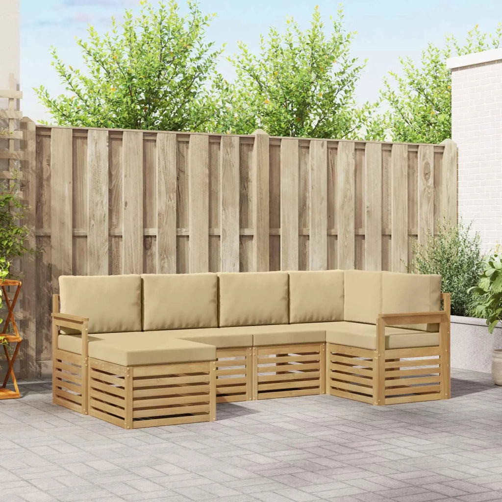 Set di divani da esterno 6 pcs Bianco e Beige