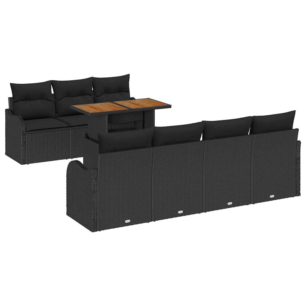 Set Divano da Giardino con archiviazione 8 pcs Nero Poly Rattan 3358158