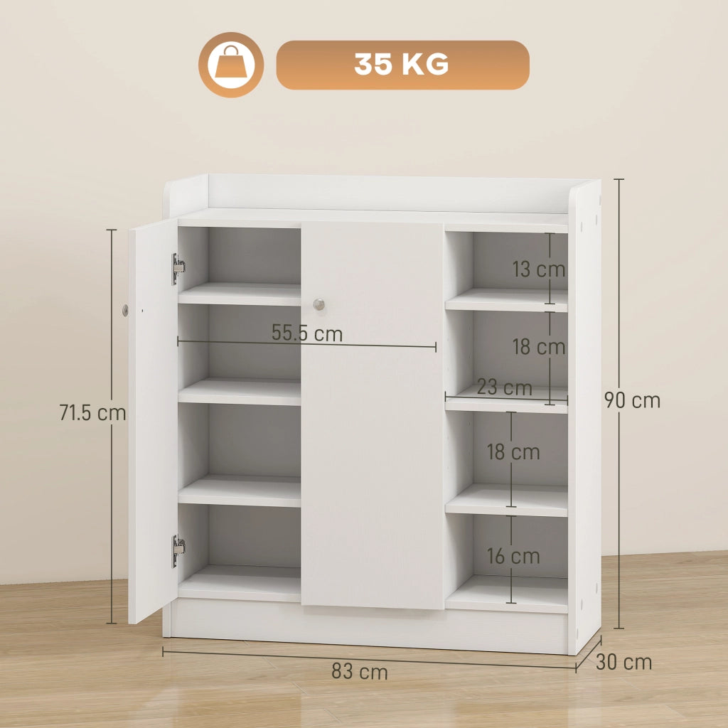 Scarpiera con Armadietto e Ripiani Aperto ¨C zephmum ¨C Bianco 83x30x90 cm