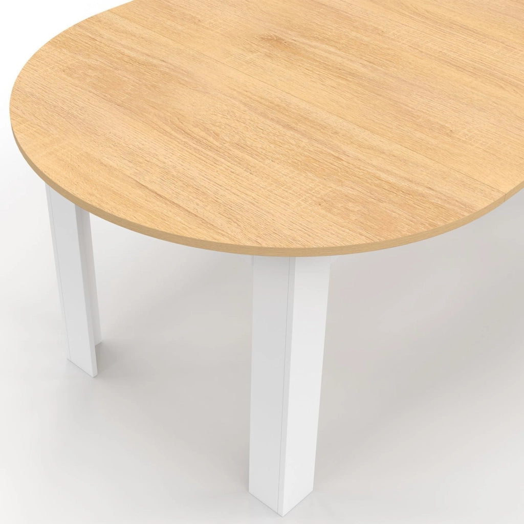 DONA tavolo da pranzo rotondo allungabile 4-10 persone piano finitura faggio bianco 110-200 cm