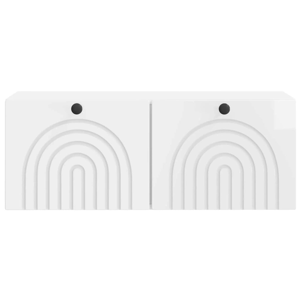 Mobile Porta TV da Muro Bianco Lucido 78,5 x 31 x 30 cm 898209