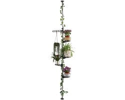 Sostegno per piante da interni, display per piante in vaso, maniglia per aprire, asta in acciaio inossidabile, pannello decorativo per conservazione, piattaforma per piante telescopica, scala per piante