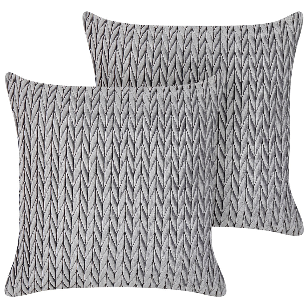 Set di 2 cuscini in tessuto di poliestere trapuntato grigio 45 x 45 cm elegante stile classico