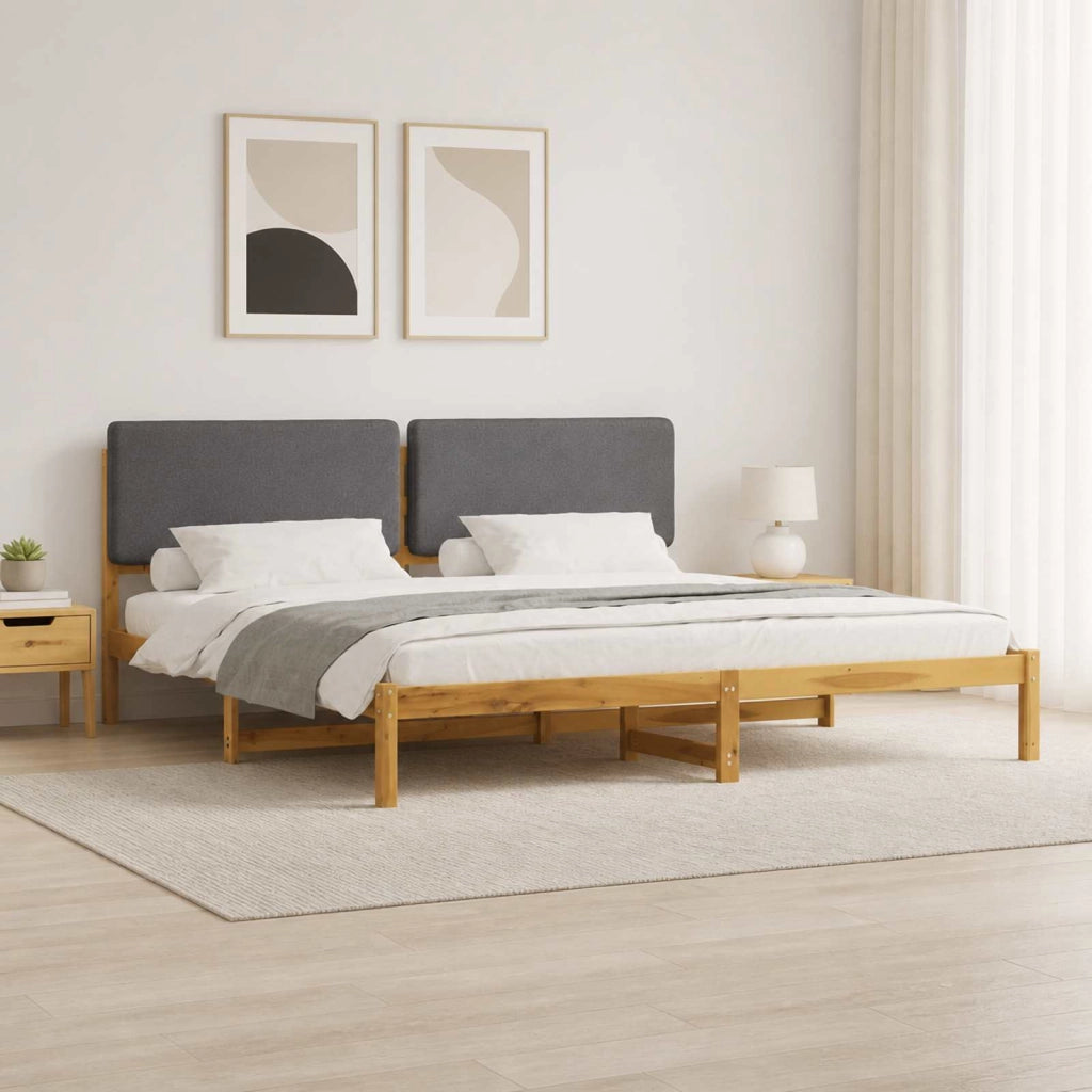 Letto con Testiera Rivestita Bianco lavato e grigio chiaro 3405055