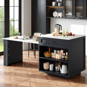 Tavolo bar estensibile con contenitore in MDF nero 133-202 cm