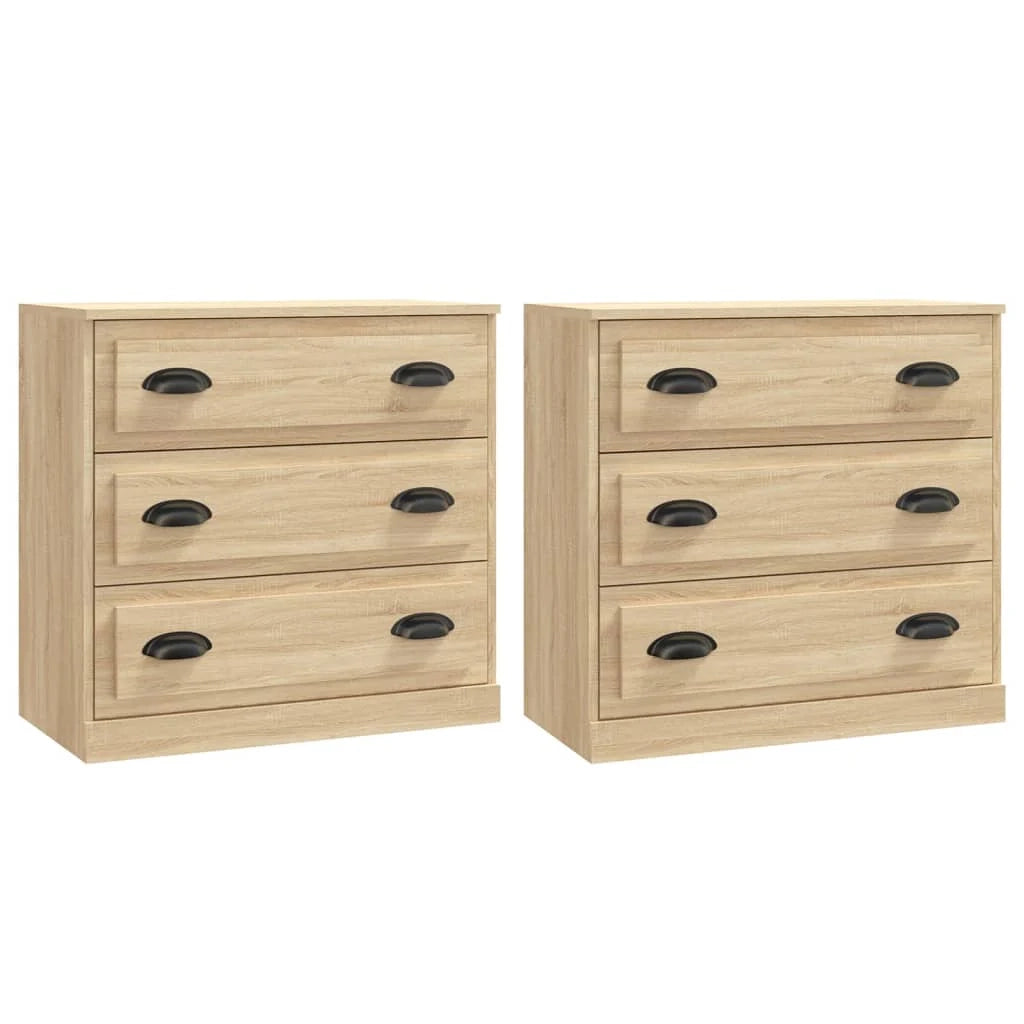 Buffet credenza cassettiera armadio mobile contenitore organizer cucina soggiorno salotti set di 2 legno ingegnerizzato Sonoma marrone 02_0036833