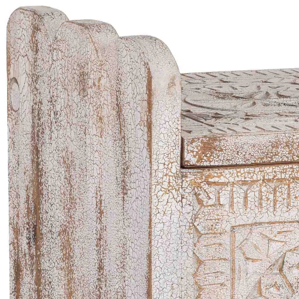 Baule in legno bianco e marrone artigianale 60x36x50 cm