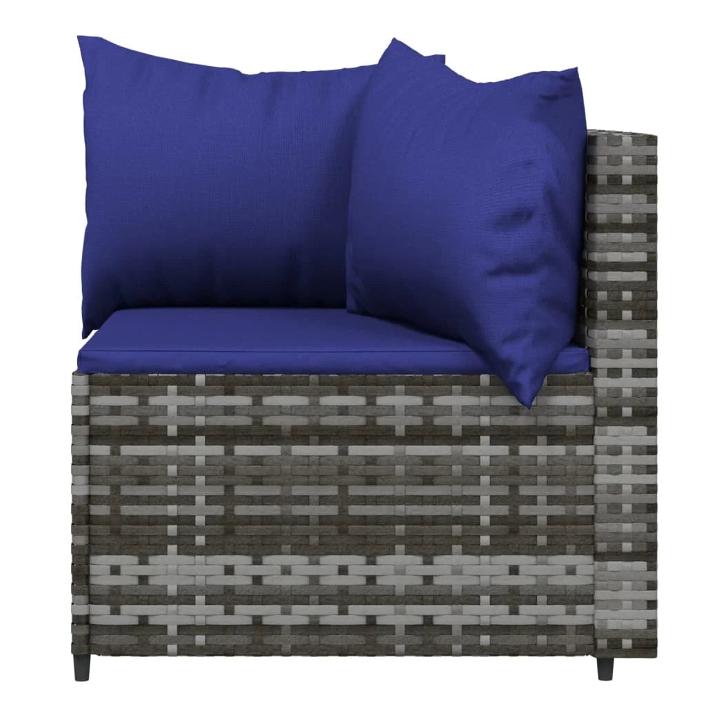 Set di mobili da giardino mobili da esterno set da 4 pezzi con cuscini resina intrecciata grigia 02_0016138