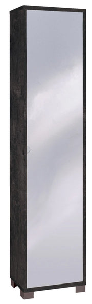 Armadio 1 Anta con Specchio 43x190x29 cm Ossido Nero