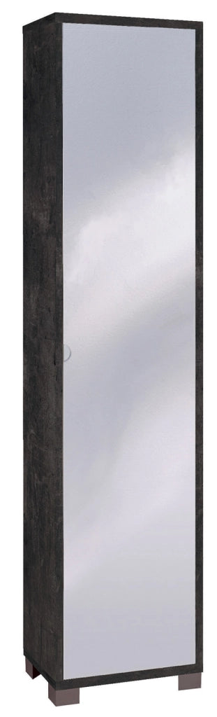 Armadio 1 Anta con Specchio 43x190x29 cm Ossido Nero