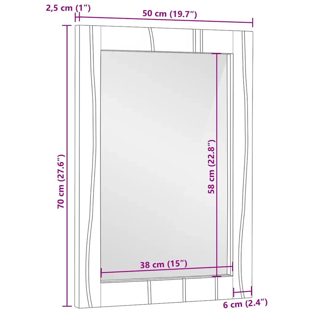 vidaXL Specchio da bagno con specchio Marrone, argento 50 x 70 x 30 cm