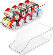 Soluzione di archiviazione per bottiglie di bevande in frigorifero, freezer, lavandino e armadi. Dispensatore trasparente per l'organizzazione e la conservazione di bevande e alimenti in scatola, set da 2.