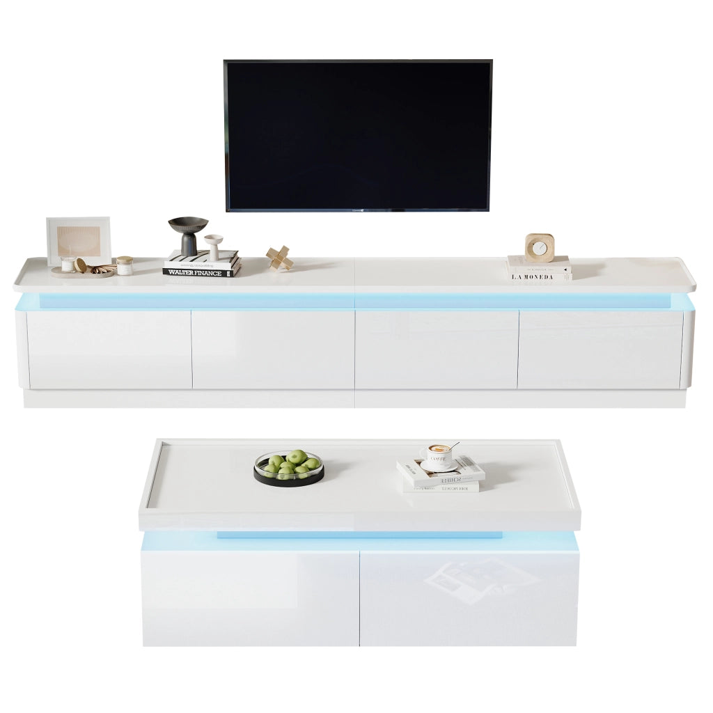 Cassettiera TV bianca lucida in truciolare lunghezza 180 cm