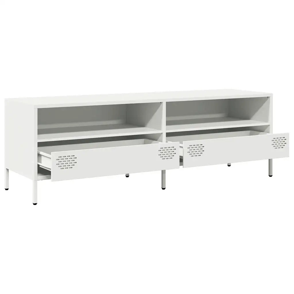 Mobile TV Bianco 135x39x43,5 cm in Acciaio Laminato a Freddo