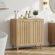 Mobile portasciugamani con 2 cesti rimovibili, finitura effetto rovere, struttura in MDF, per bagno e lavanderia