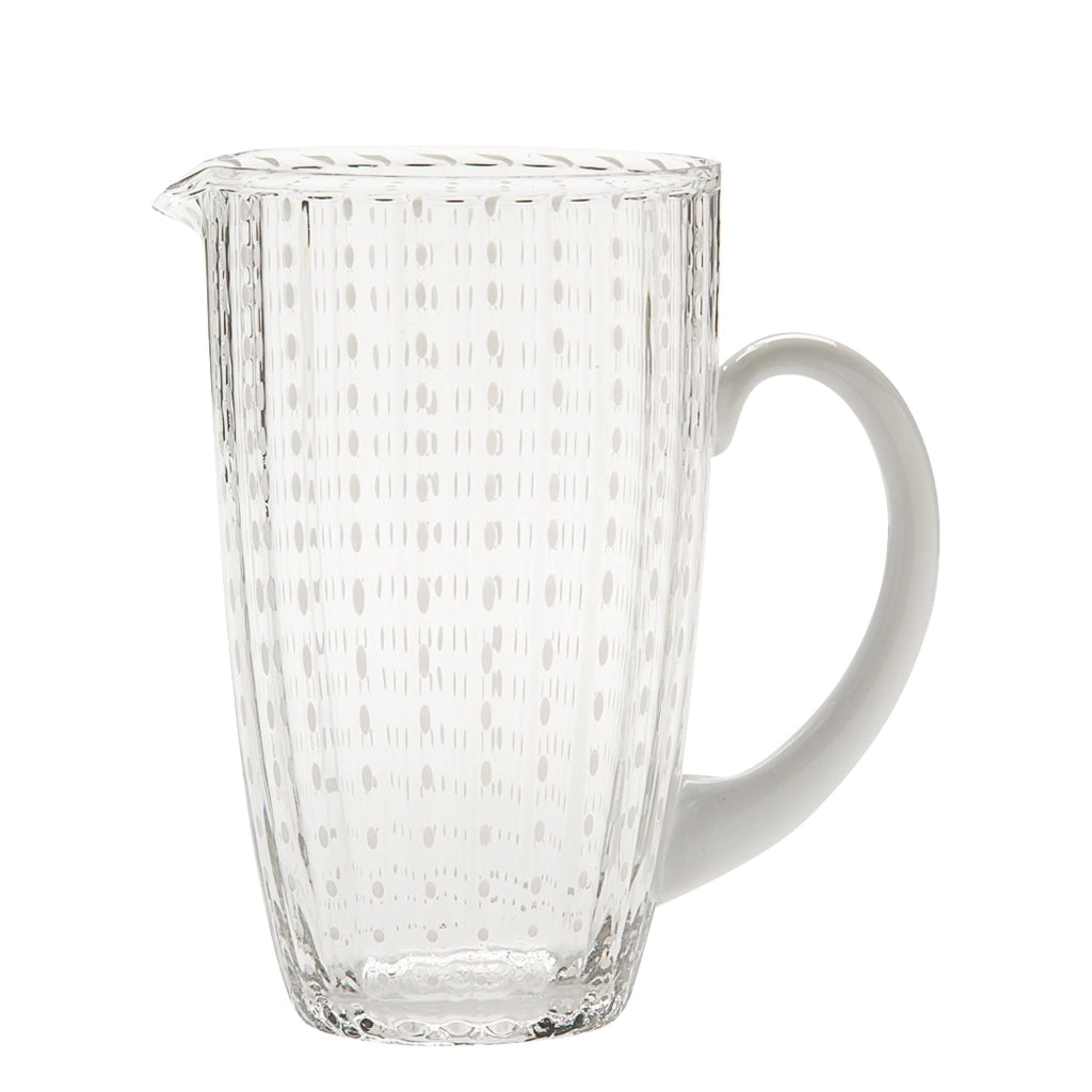 Federico de Majo Caraffa collezione Perle in vetro trasparente lavorato a mano artigianale design elegante per la tavola Made in Italy unica