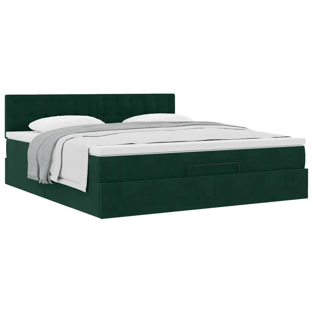 Struttura Letto Pouf con Materasso 160x200 cm in Velluto
