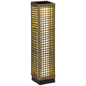 Lampada Solare da Giardino con Pannello di Ricarica 15,5x15,5x69 cm in Acciaio e Rattan Nero e Marrone