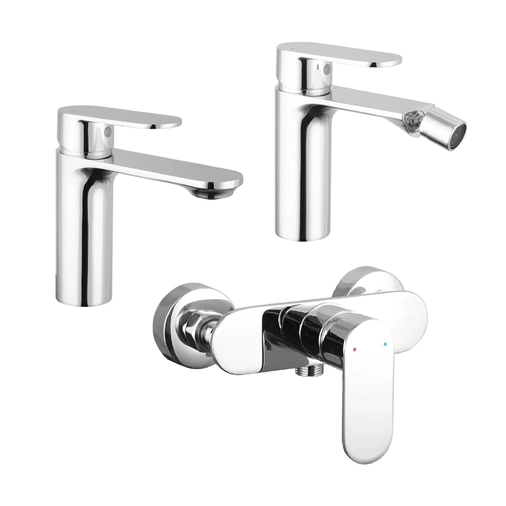 Set miscelatori: lavabo bidet senza scarico ed esterno doccia cromato | Kerry