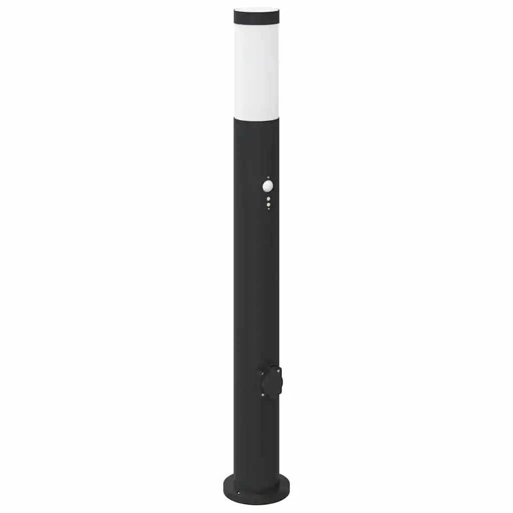 Lampada a paletto con sensore e presa 80 cm Acciaio Inox IP44 4006043