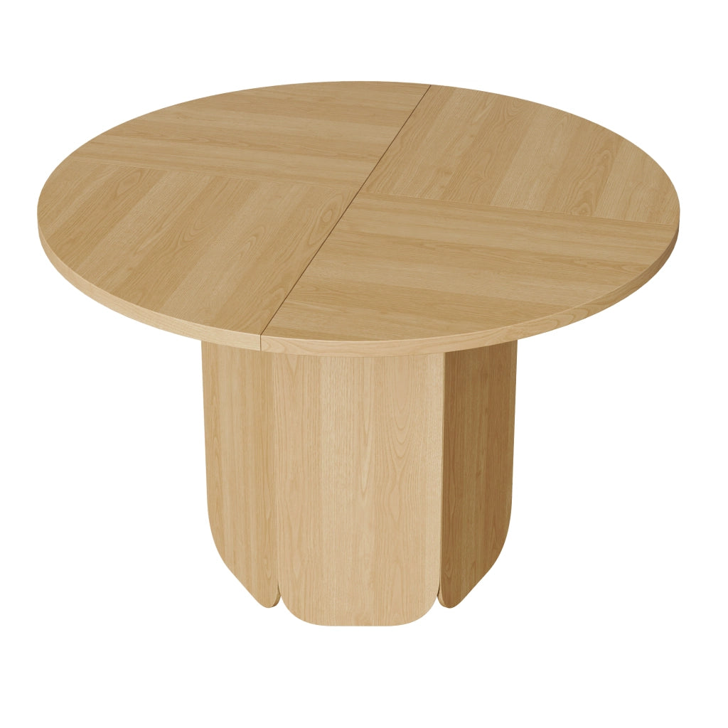 Tavolo da pranzo rotondo 120 cm in MDF effetto rovere, per 4-6 persone, design scandinavo