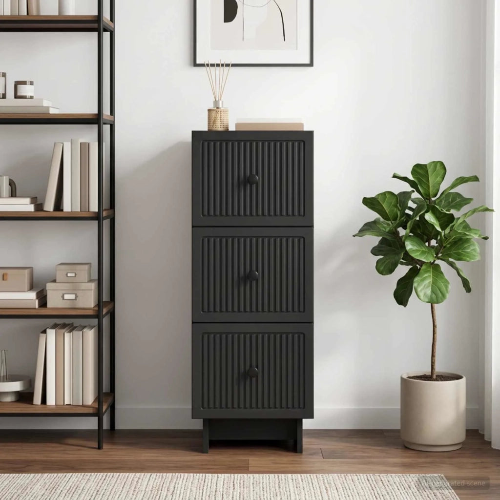 Mobile con Cassetti Nero 33 x 34,5 x 90 cm Legno ingegnerizzato 893926