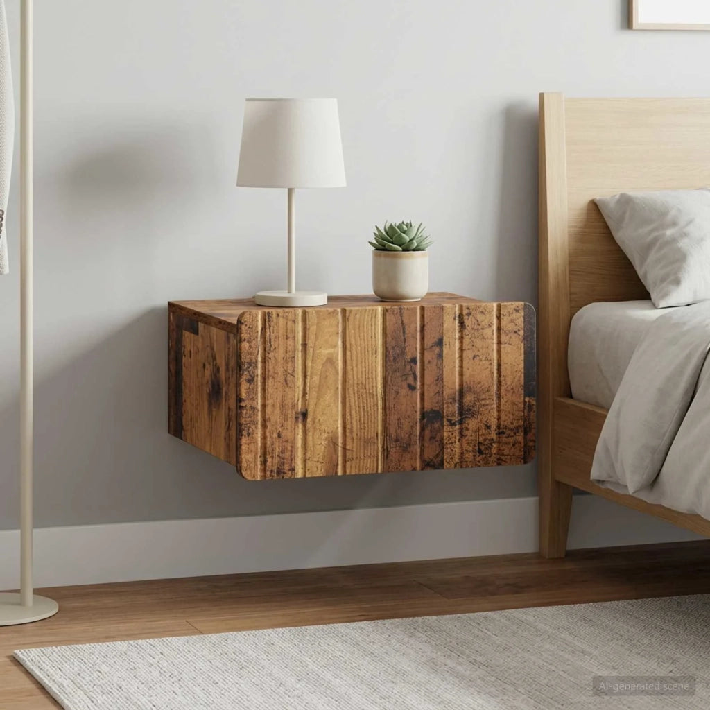 Mobiletto da notte a muro 2 pcs Legno antico 49 x 34,5 x 24 cm 898292