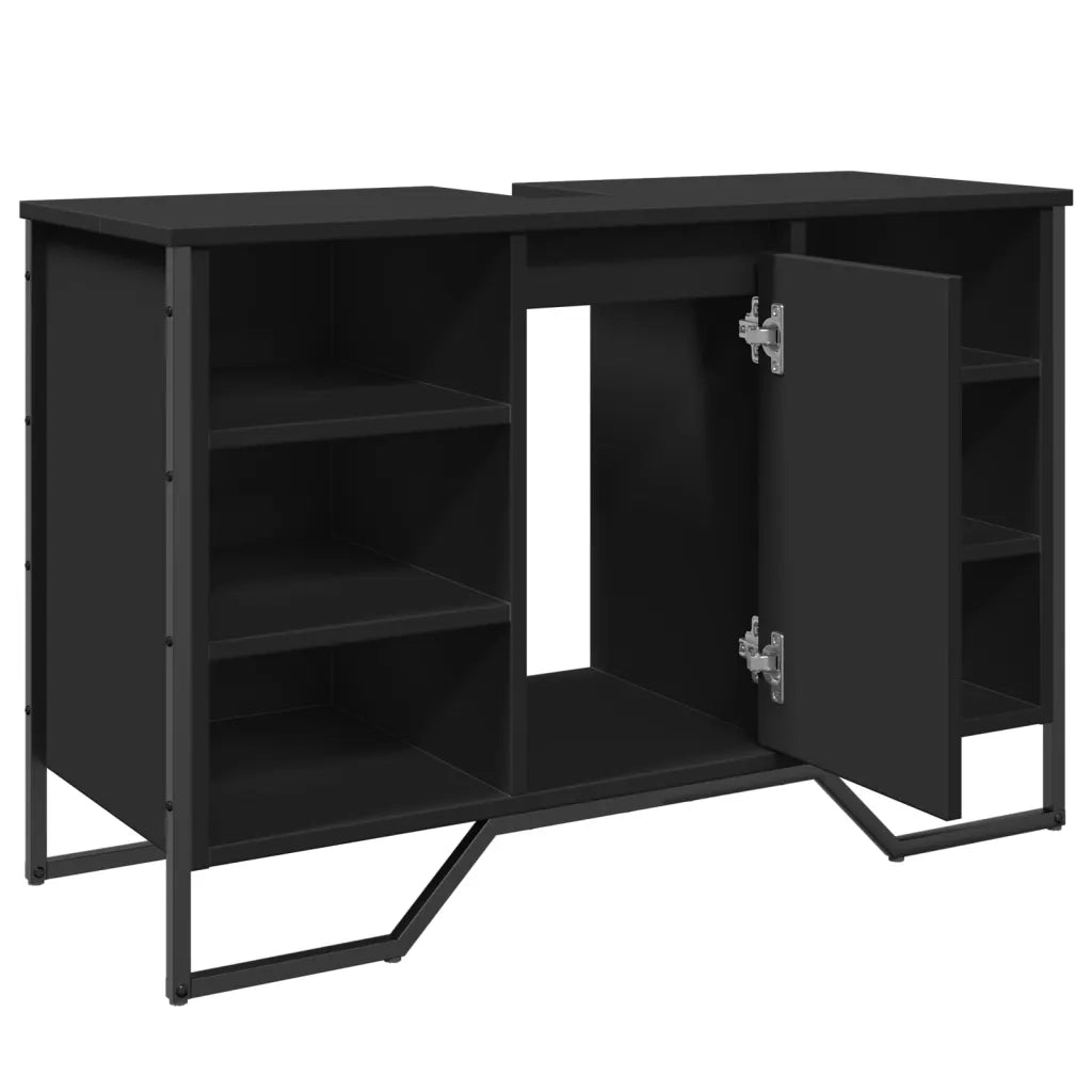 vidaXL Mobile Lavabo Bagno Nero 91x35x60 cm in Truciolato