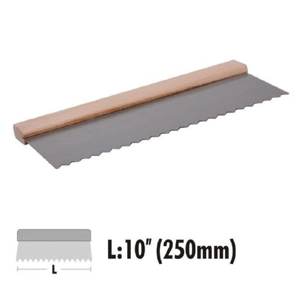 Trade Shop - Spatola Raschietto Dentato Acciaio Impugnatura Legno 10″ 250mm Ferramenta 90467 -