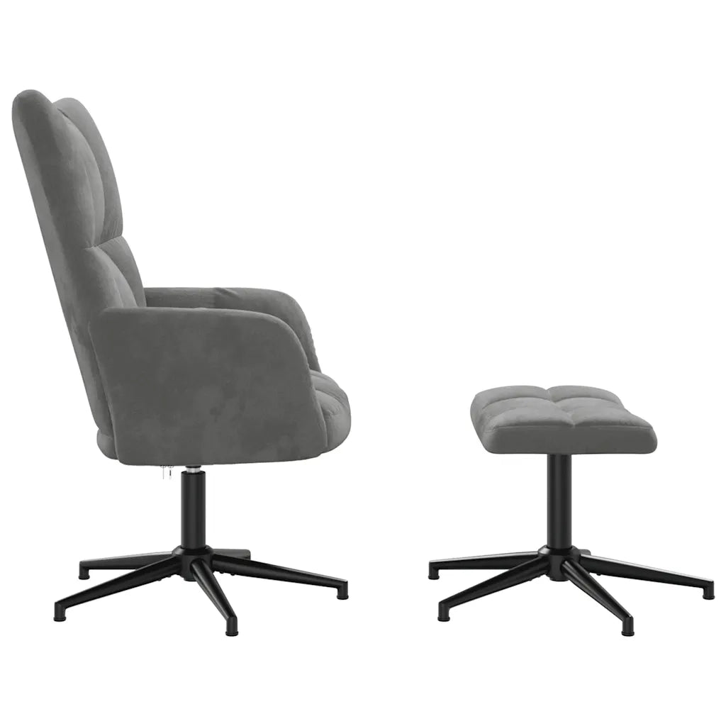 Sedia Relax con Poggiapiedi Grigio Scuro in Velluto 328107