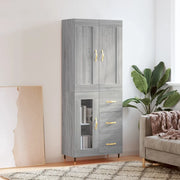 Credenza-Buffet-Armadio da cucina Grigio Sonoma 69,5x34x180 cm in Legno Multistrato 698135