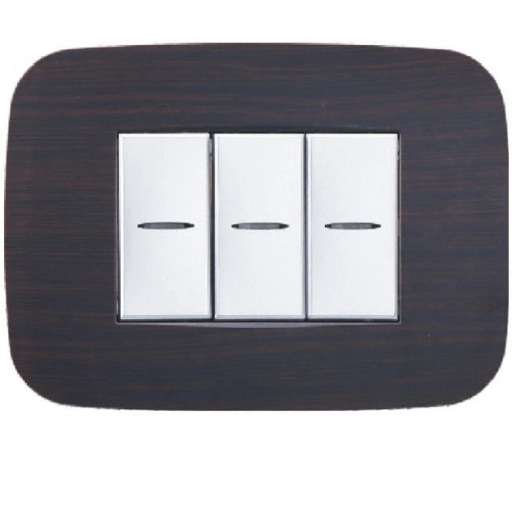Trade Shop - Placca Futura 3 4 6 Moduli Legno Wenge' Compatibile Con Bticino Axolute -  -3 Fori     -
