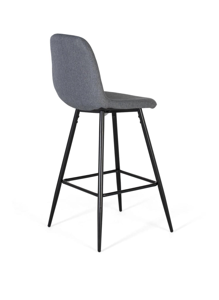 Set di quattro sgabelli rivestiti in tessuto grigio