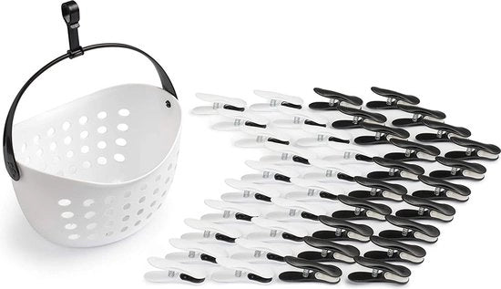 Set di Clip per la Manutenzione di Abiti Kunststof Soft Clips per la Pulizia 40 pezzi Bianco e Nero