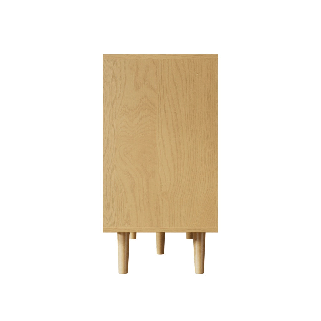 Com¨° con 6 cassetti in stile r¨¦tro, credenza in truciolare e legno massello, colore noce, 120x76,5x40 cm