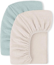 Set di 2 coperte per lettini di mousseline 100% cotone - Coperte per lettini 60x120cm - Lettino da viaggio & lettino supplementare - Crema di verdura