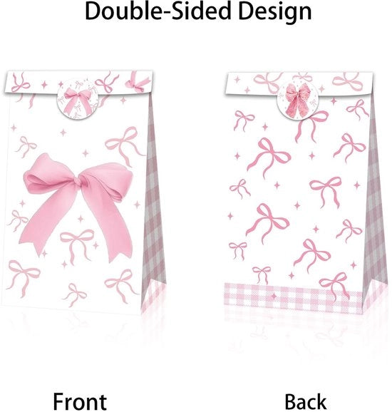 Borse di regalo 12 pezzi - Rosa con cerniera - Etichette sigillanti - Borse di favola - Borse di buonuscita - Decorazioni per feste - Borse di buonuscita personalizzate