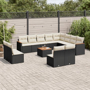 Set Divani da Giardino 13pz con Cuscini Nero in Polyrattan 3226476