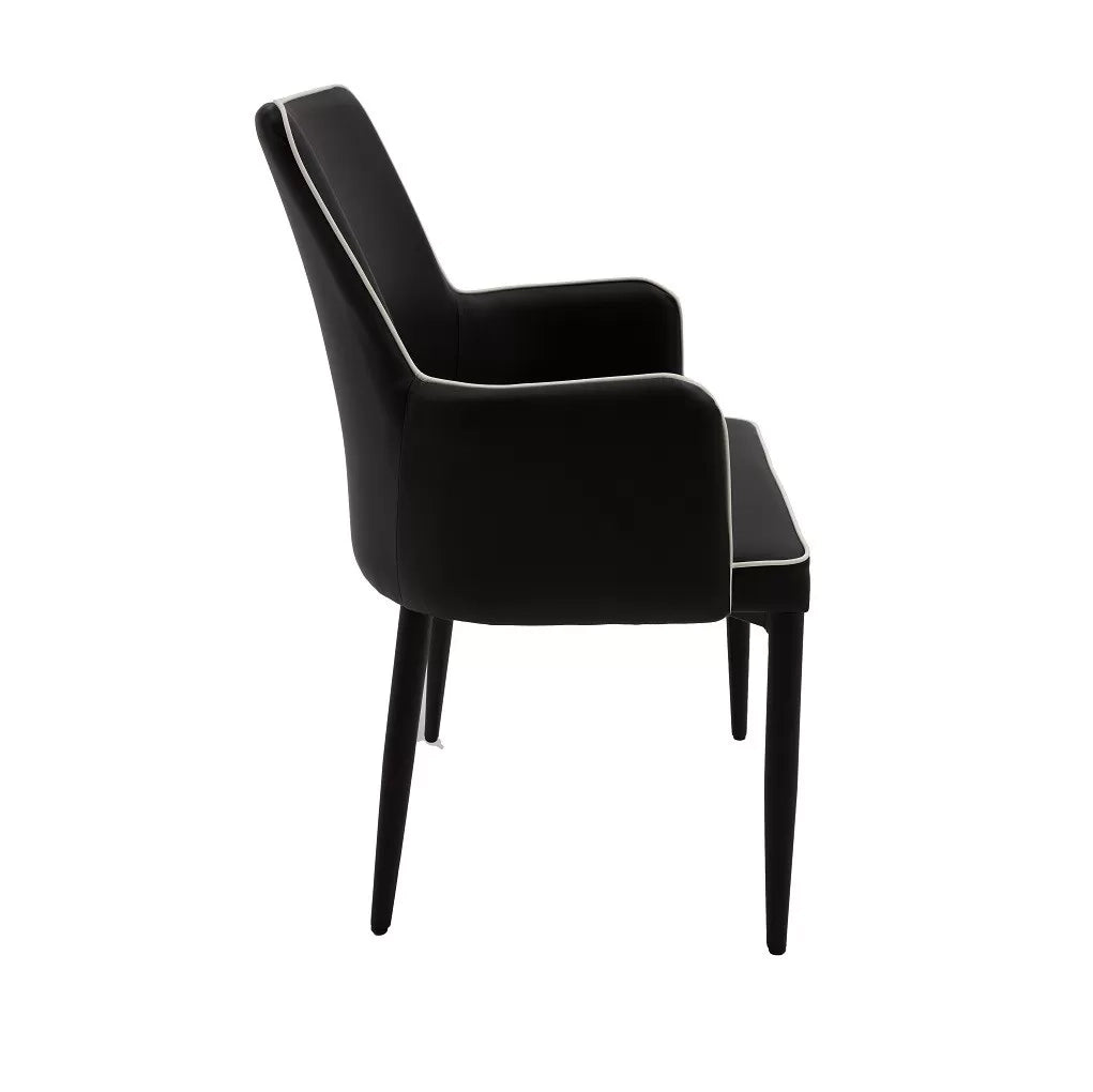 Set 4 poltrone in tessuto nero con bordo bianco misure l.55 h.89 p.54 hs.49 (699) - Mobili 2G