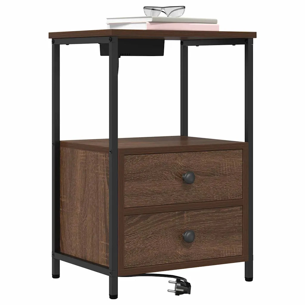 Armadio da Notte con cassetto Rovere Marrone 40 x 31 x 60 cm 859448