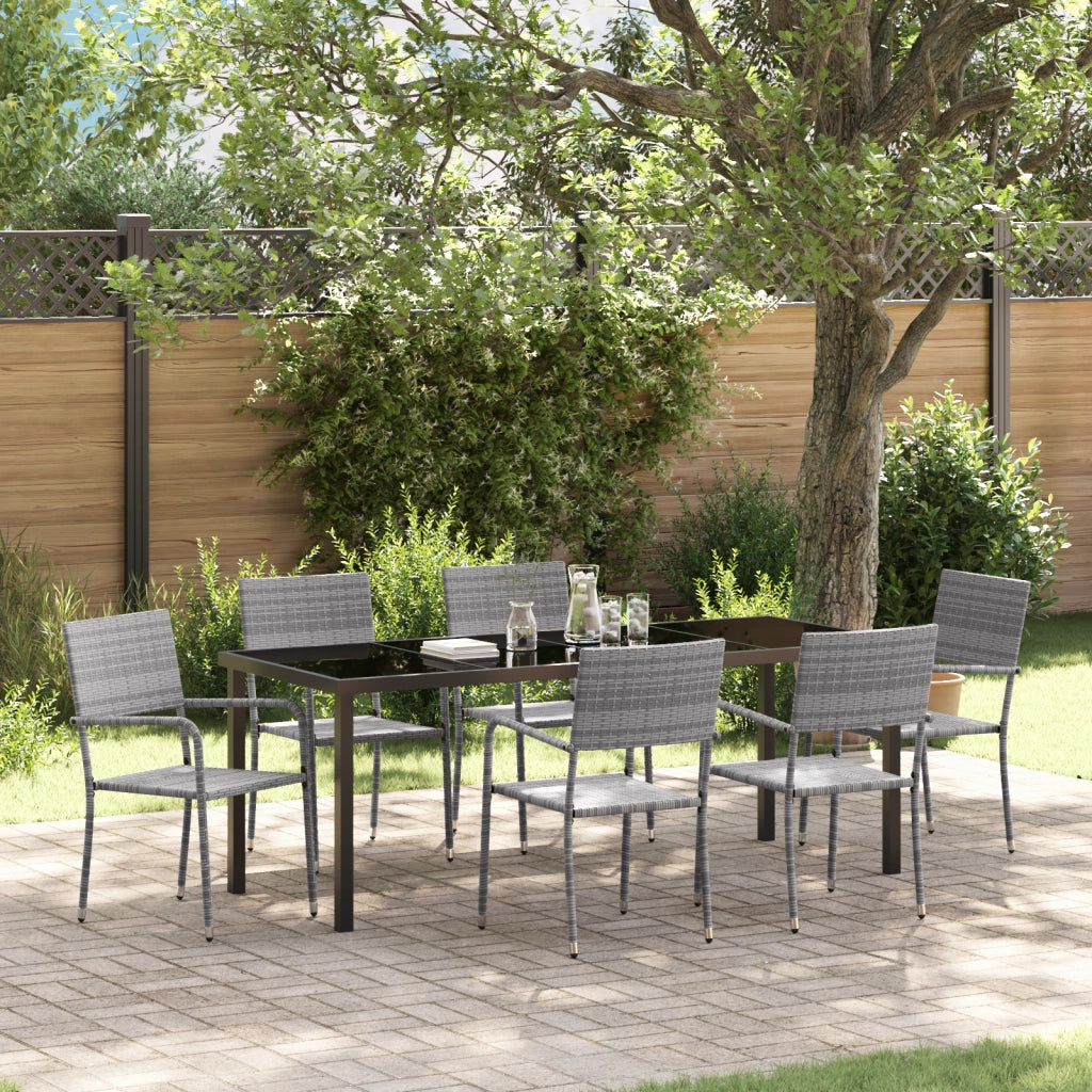 Set di Mobili da Giardino 7 Pezzi Grigio Polyrattan