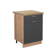 Mobiletto base per cucina Fame-Line Antracite-oro/Rovere dorato 60 cm con cassetto, PL Rovere Vicco