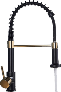 Bernd | Rubinetto Flessibile Catering Black Gold |da cucina in acciaio inossidabile|miscelatore può essere ruotato  360 gradi Alta pressione 2 porte